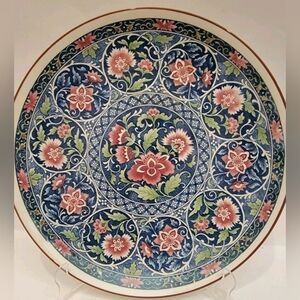 Vintage Japanese Toyo Porcelain Carnations/ Peonies 12" Plate Original Sticker